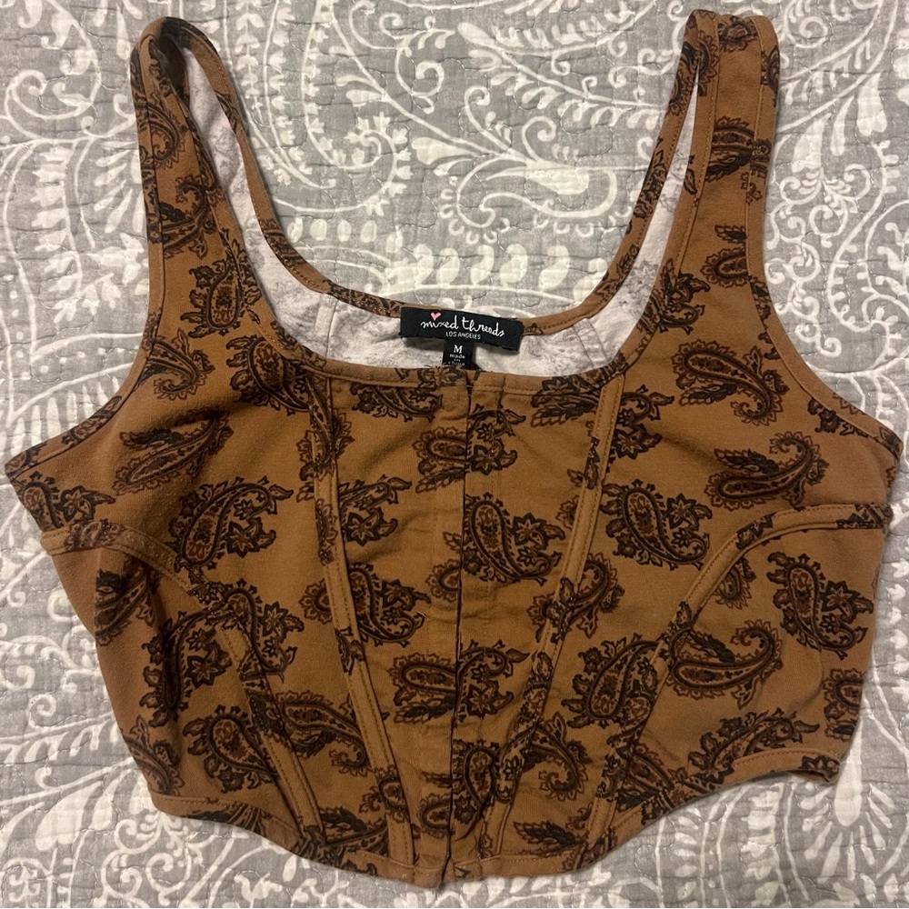mixed threads corset top